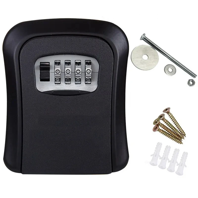 HEE RAK Key Lock Box 4-cijferig wachtwoord ABS metalen wijzerplaat opslagbeheer anti-diefstal wandgemonteerde grote ruimte kluis