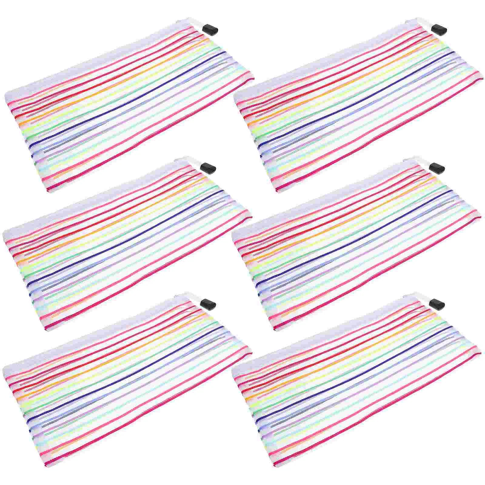 6 Pcs Oxford Cloth Receipt Bag Stationery Storage Zippered Bags Organization Pen Pencil