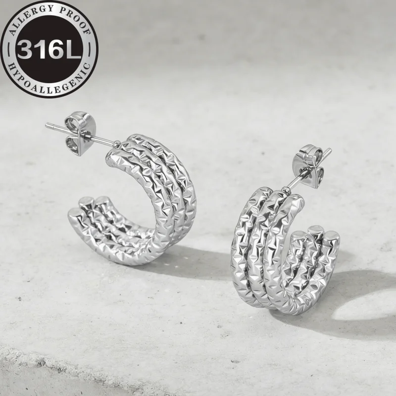 316L stainless steel anti-allergic, batch flower gypsy three-line dense round, anti-fading, comfortable and versatile
