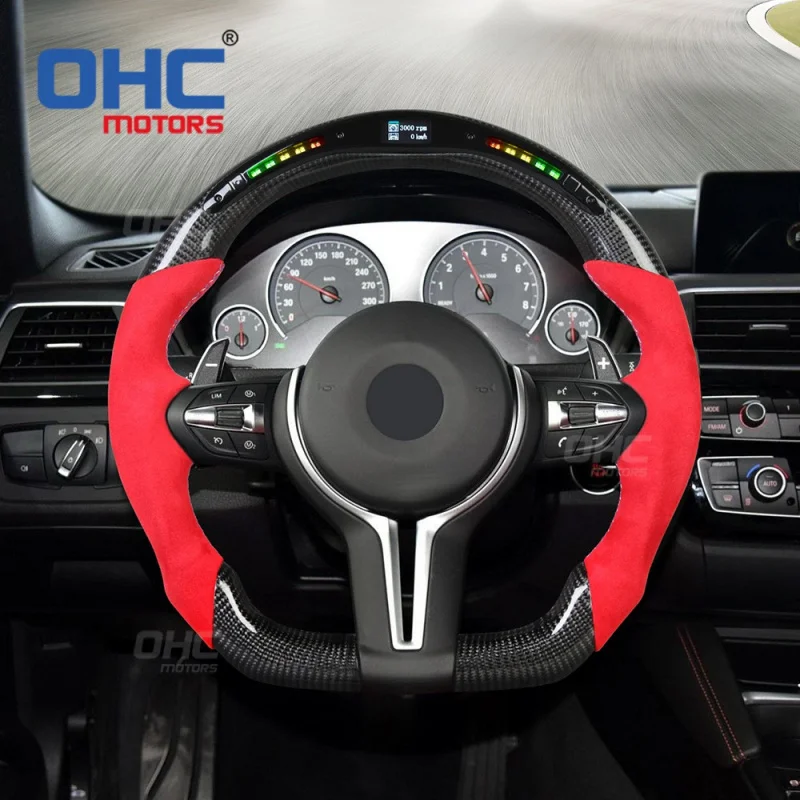 For BMW M3 F30 F80 M2 M4 smart LED carbon fiber car steering wheel modified with titanium disc