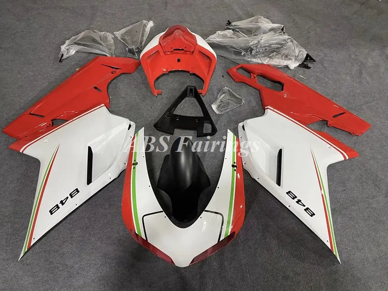 ABS 오토바이 풀 페어링 키트, Ducati 848 evo 1098 1198 차체 세트 맞춤, 레드 그린 화이트, 4 가지 선물, 신제품