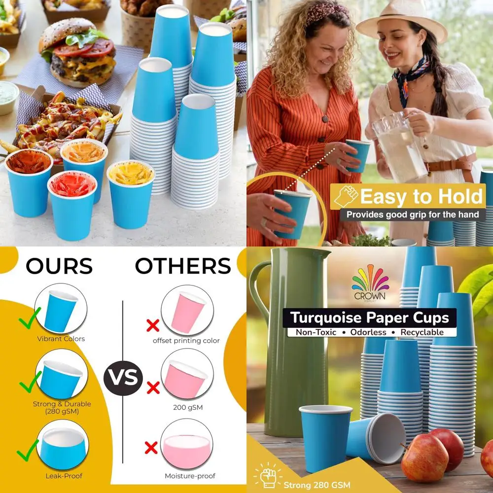 

Прочные одноразовые бумажные стаканчики, 9 унций, 1000 штук в упаковке, толщина 280 GSM, подходят для горячих и холодных напитков, идеально подходят для вечеринок и мероприятий.