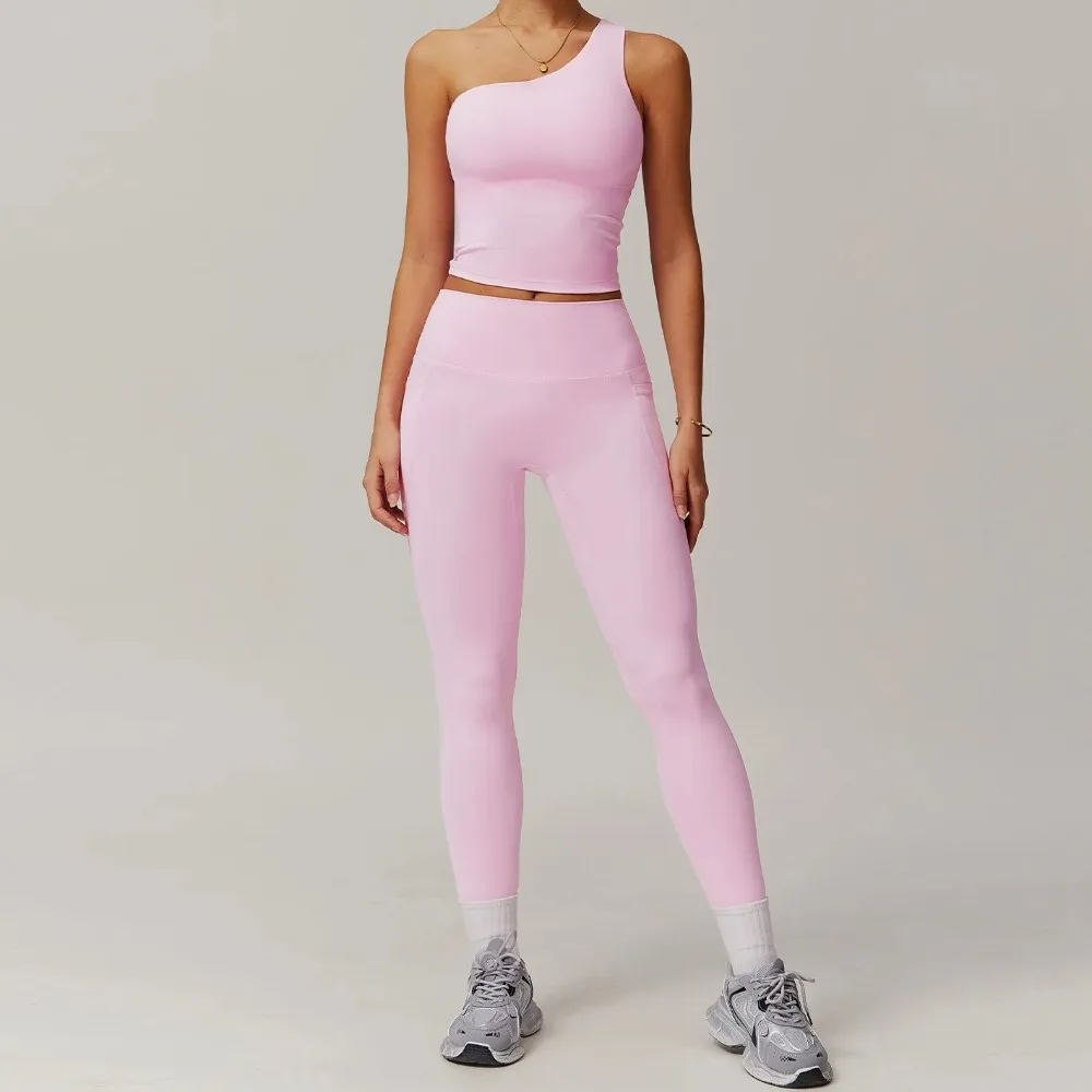 

Спортивный комплект для йоги из 2 предметов, мягкий и дышащий костюм для фитнеса с высокой талией, спортивная одежда, женский комплект, тренировочная одежда для леггинсов, спортивный костюм