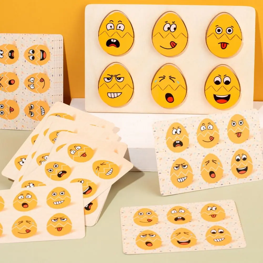 Table Games Early Childhood Education Kids Emotion Puzzles Puzzle Game Wooden Expression Matching Board Montessori Parish Toys