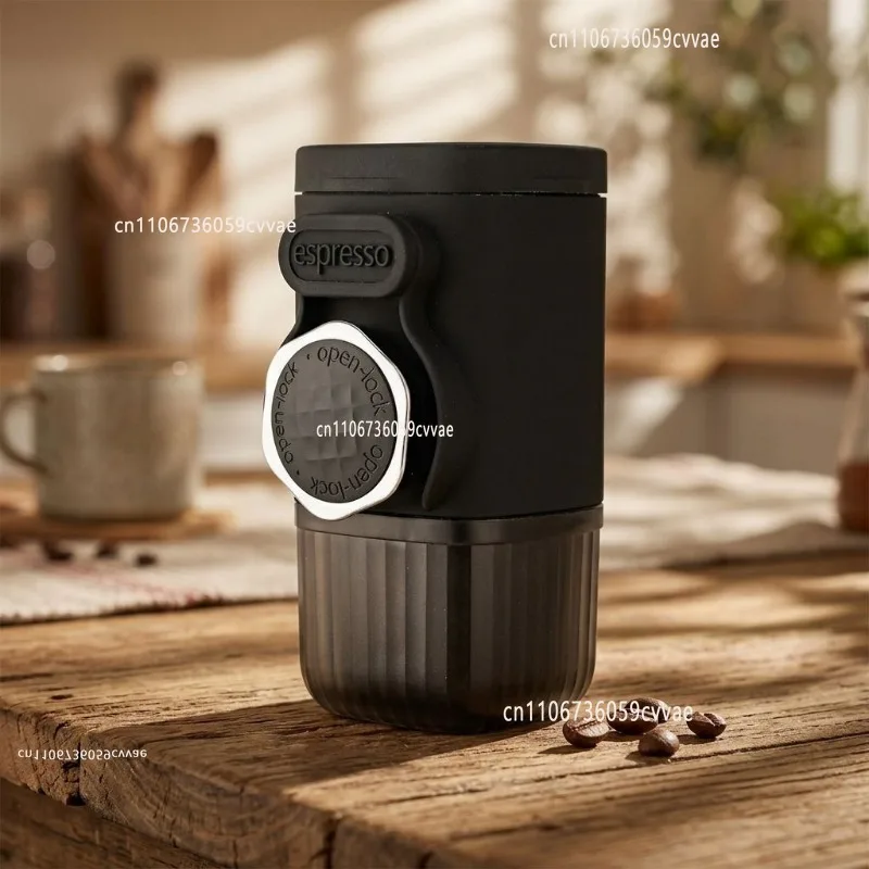 Manual Capsule Coffee Machine 15 Bar Pressure 100 Ml Water Tank, Portable Hand Pressure, Suitable for Home Office Travel