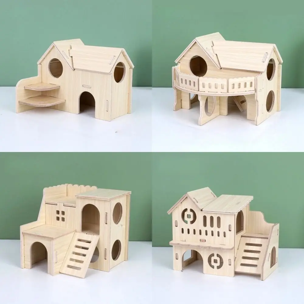 Nueva Villa de Madera para Hámster, Fácil de Instalar, Balancín Masticable, Accesorios Duraderos para Jaula, Juguete de Actividad para Mascotas Pequeñas, Suministros para Mascotas