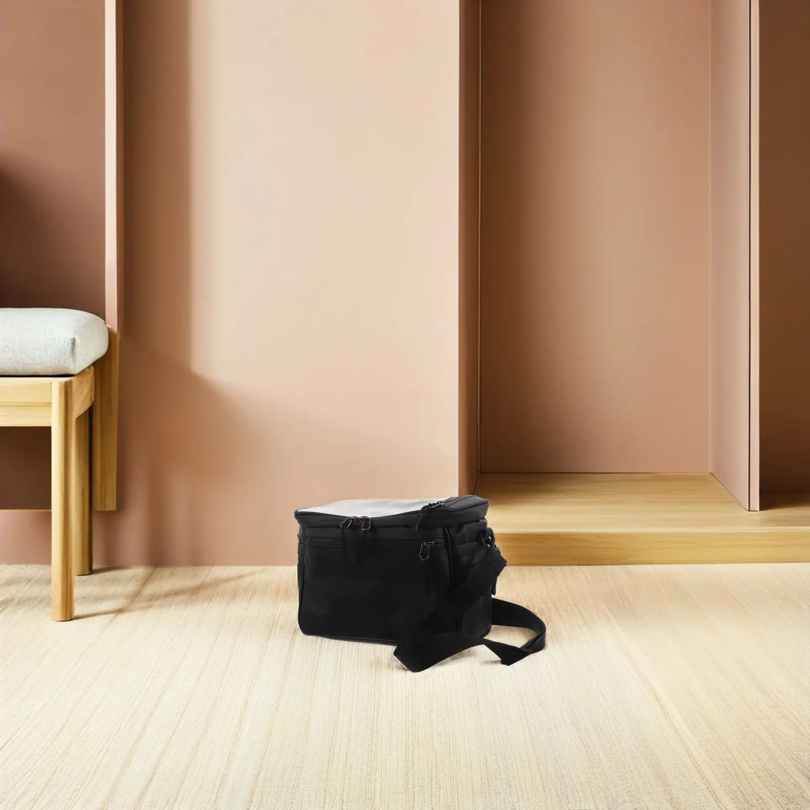 

Bike Handlebar Bag Waterproof Shoulder Pouch Bicycle Front Bag Phone Holder Storage Pouch Adjustable Strap Road