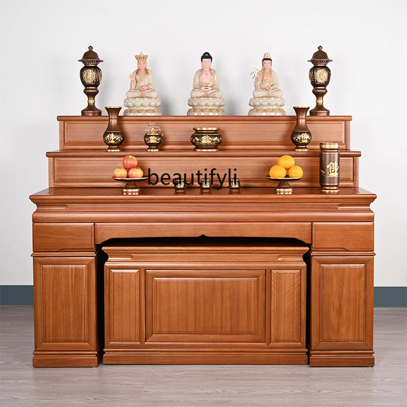 

Трехслойный стол для новей из цельного дерева золотого сандалового дерева, стол для новей, домашний храм для гостиной, тибетский стиль