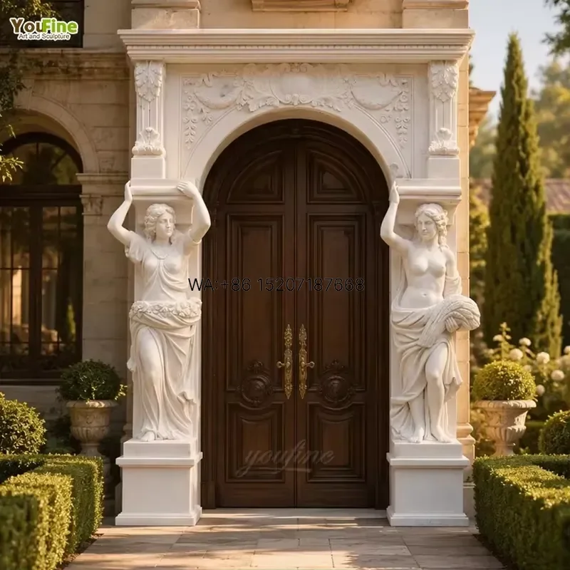Wmwmnu for YouFine Hand Carved White Marble Caryatid Archway Classical Roman Style Garden Church Memorial Entrance Gate