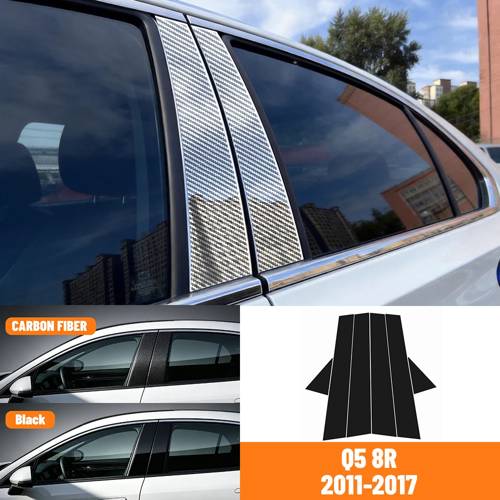 Image of Passend für Audi Q5 8R 2011-2017 2012 2013 2014 2015 2016 Glänzend schwarze Säulenverkleidungen Fenster-Türleisten Säulenabdeckungen B C Aufkleber