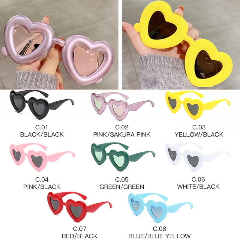 SO&EI Retro Heart-Shaped Candy Color Women Fashion Brand Designer Sunglasses UV400 Men Polarized Mirror Gradient Sun Glasses