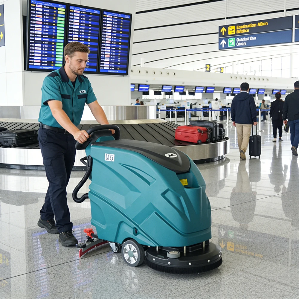 Industrial Walk-Behind Floor Scrubber | 50L Tank & 2000㎡/h | CE Certified Commercial Floor Washer