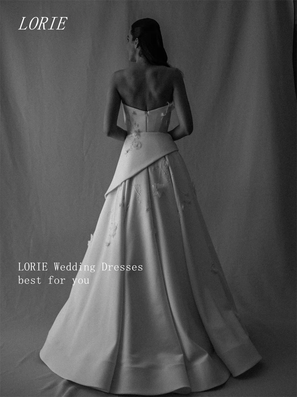 LORIE فستان زفاف فاخر ثلاثي الأبعاد على شكل حرف A فساتين زفاف على شكل قلب مزين بثوب زفاف أنيق مخصص 2026 #2