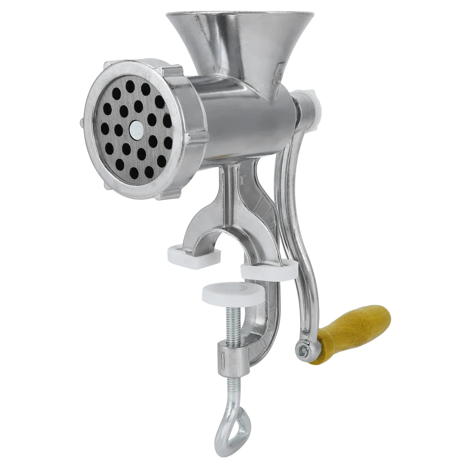 Versatile, Durable, and Efficient Elegant Silver Manual Aluminum Meat Grinder: Complete Kitchen Tool for Mincing Meat, Making Sa