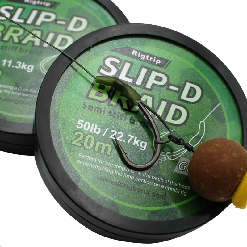 1pc 20m Carp Fishing Slip-D Braid Line 25/35/50lb Semi Stiff Green For Carp Fishing Hair Rig  Tackle Accessories