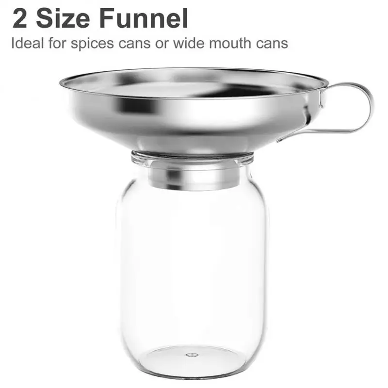 Stainless Steel Funnel Kitchen Wide Mouth Funnel Oil Liquid Funnel Metal Funnel Detachable Filter Canning Kitchen Tools Gadgets