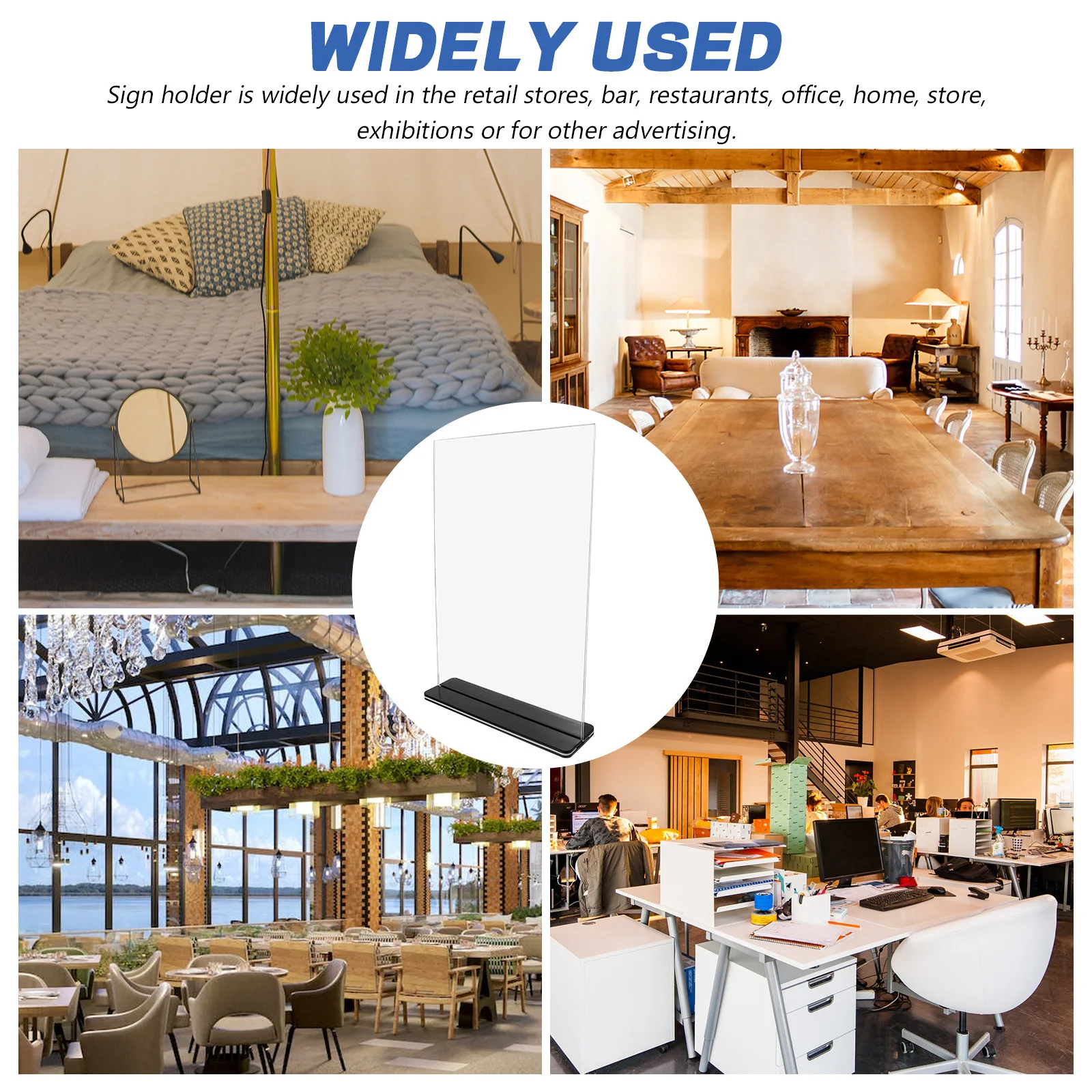 Acrylic Sign Holder 8.5X11 Inches Clear Double Sided Display Stand For Menu Poster Restaurant Office Retail Store Table Top Sign