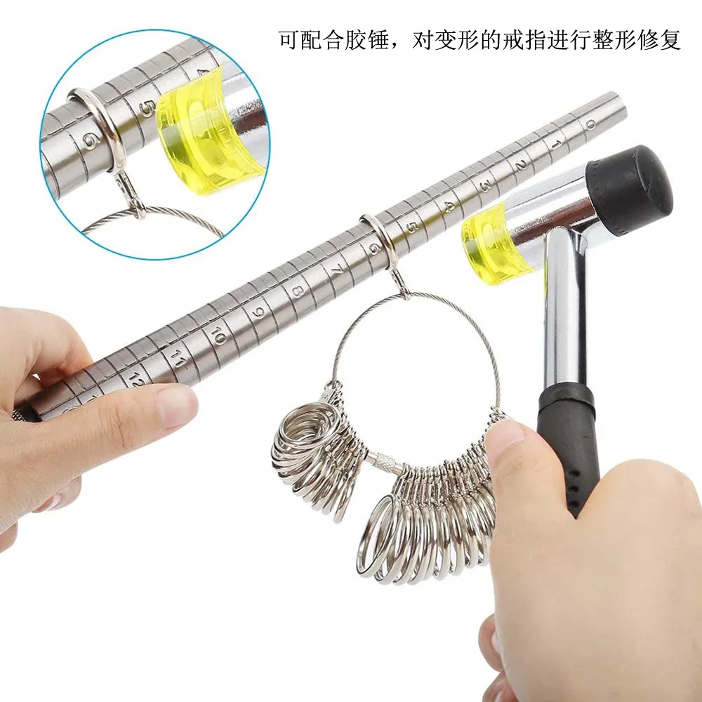 

Jewelry Solid Ring Enlarger Stick Measure US Size Chrome Steel Ring Mandrel Finger Gauge Sizer Adjust Jewellery DIY Tool Set Kit