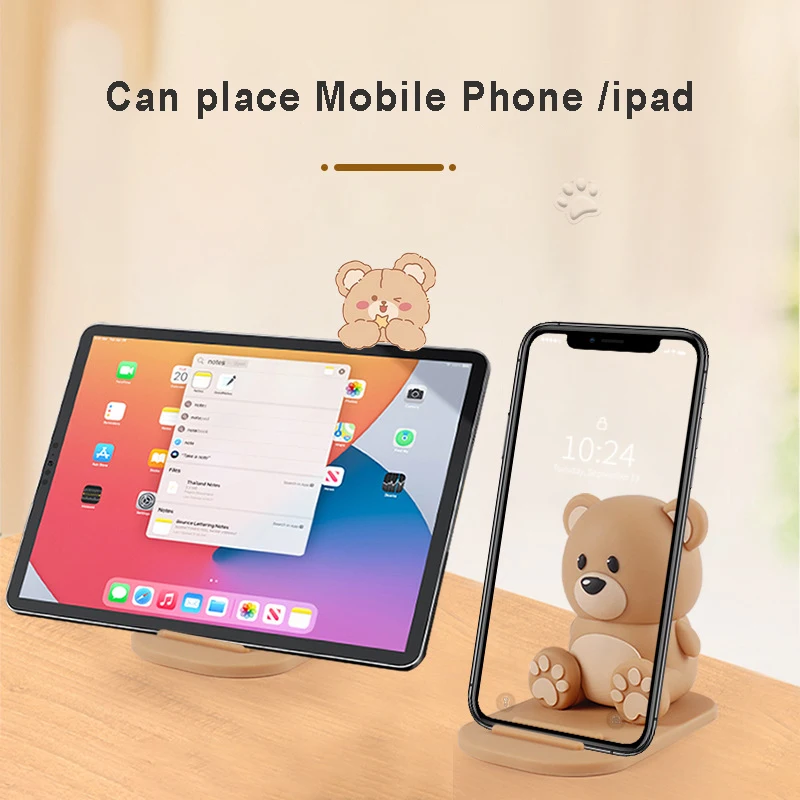 Cute Cartoon Bear Mobile Phone Holder Portable Soft Rubber Creative Phone Stand Personalized Animal Decoration for Tablet Phone