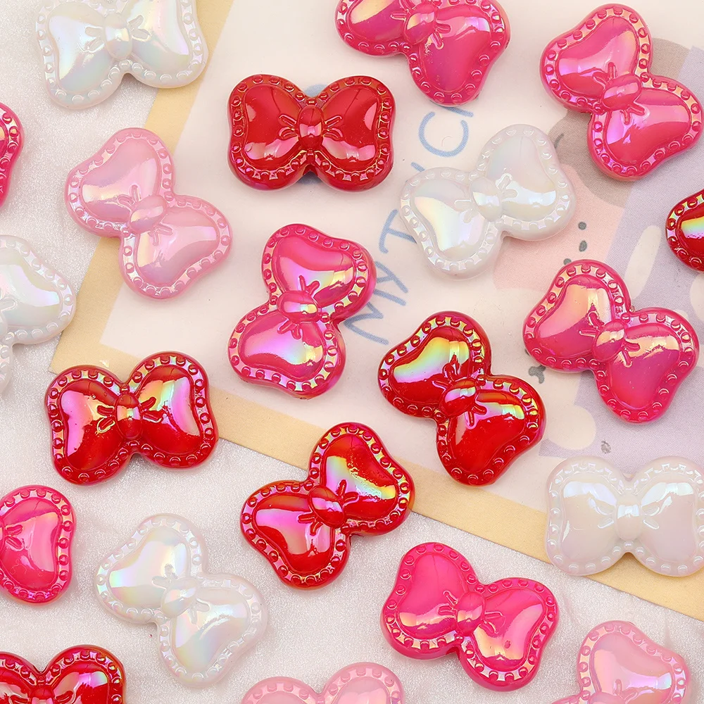 

Cordial Design 100Pcs 18*25MM Acrylic Bead/Hand Made/Beads For Valentine's Day/Aurora Effect/Bowknot Shape/DIY Beads Making