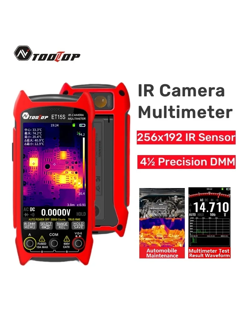 TOOLTOP ET15S 256 * 192 Wärmebildkamera in Industriequalität 19999 Zählungen Multimeter Makroobjektiv PCB Wärmebildkamera Elektrische Inspektion