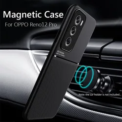 Per Reno12 Pro Case Car Magnetic Leather Cover Soft Frame Funda On per OPPO Reno12 Pro Reno 12 Pro 5G custodie per telefoni Capa