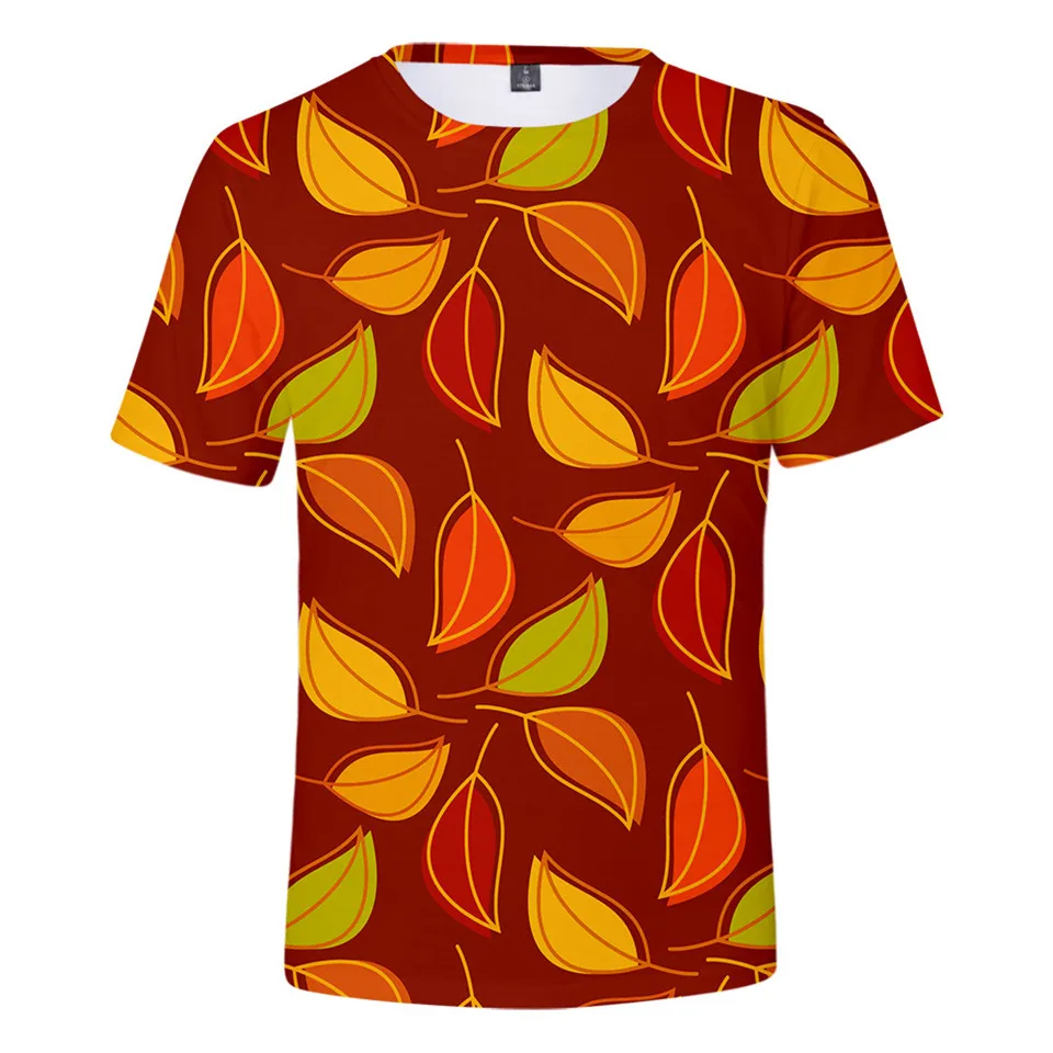 

Homens e mulheres Maple Leaf Cenário Natural 3D Impresso T-shirt, camisola de manga curta, roupa casual, tops da moda