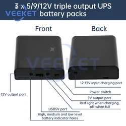 5V 9V 12V UPS 3*18650 Lithiumbatterij Solderen Gratis Kit Bewakingscamera Router Noodstroomvoorziening DIY Losse Deel