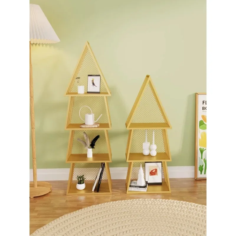 Christmas tree, internet celebrity living room decorations, floor to ceiling shelves storage and display shelves