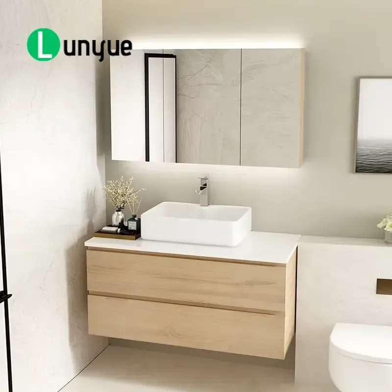 Modern Multi Layer Solid Wood Wall Mounted Bathroom Cabinet Eco Friendly Durable Storage for Home Hotel Use ODM