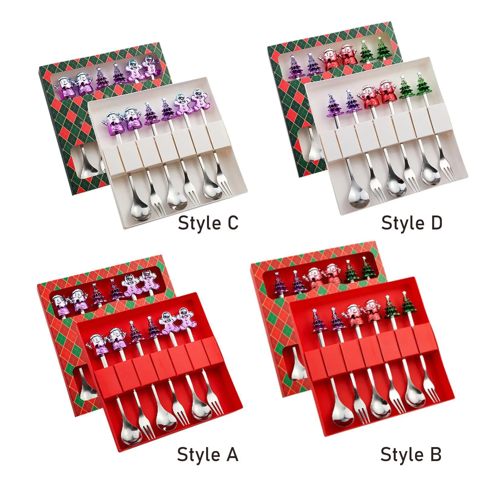 

6x Christmas Dessert Fork Spoon Dessert Coffee Spoon Coffee Spoon Utensils Christmas Gift Cutlery Set Flatware for Ice Cream