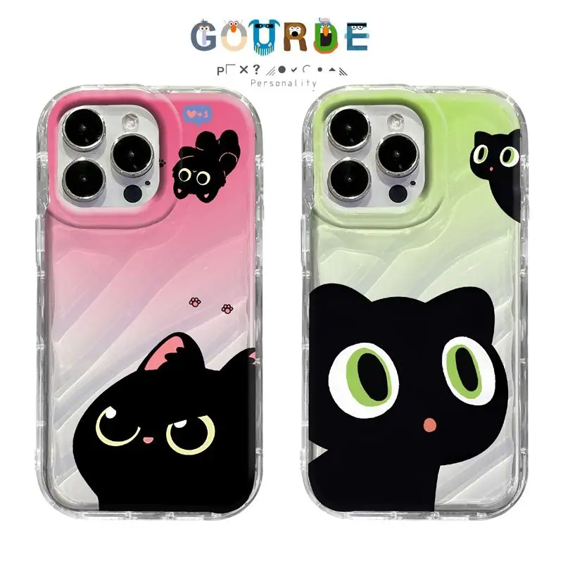 

Gourde Cute black cat cartoon patterns Phone Case for Iphone 16 15 14 12 13 11 Pro Max IP 7 8 Plus Iphon X XS XR Xs Max