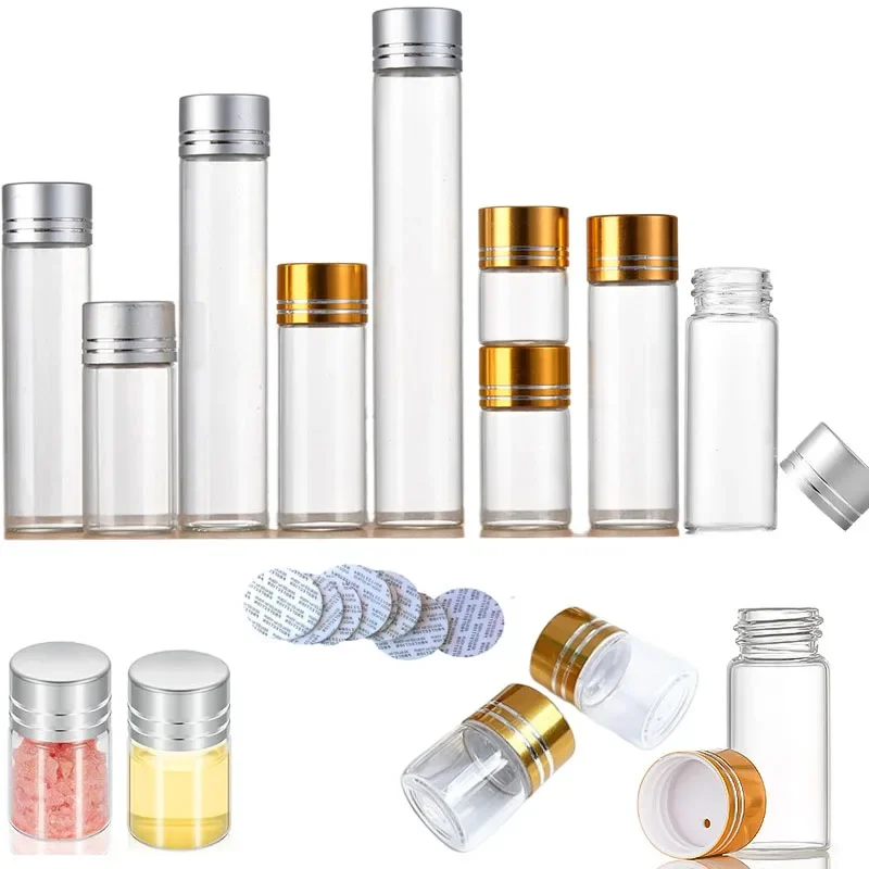 100Pcs 5ml-25ml Empty Clear Glass Bottles Gravel Vial Wishing Bottle DIY Travel Sample Containers For BBQ Oils Seasoning Spice