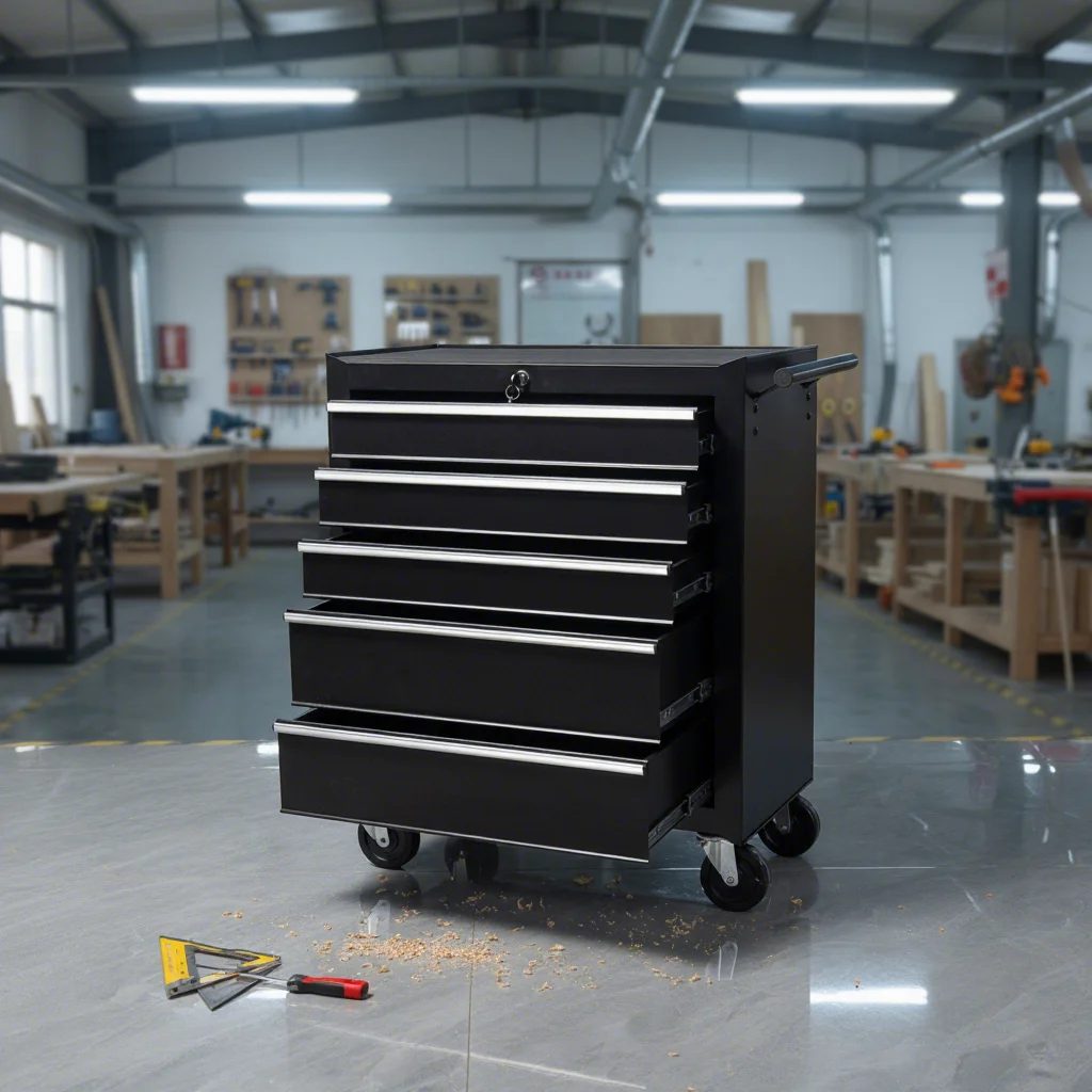 With Rolling Wheels Garage Heavy-Duty Storage Tool Cart 5-Drawer Tool Trolley Steel Mobile Workbench Drowers Tool Cabinet