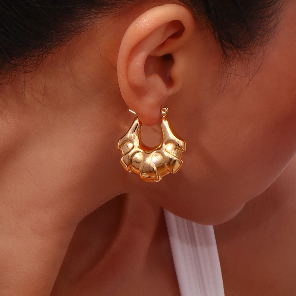 E.B.belle Trendy Special Purse Bag Shaped Gold Plated Light Weight Hoop Earrings For Woman Party Stainless Steel Earring Jewelry