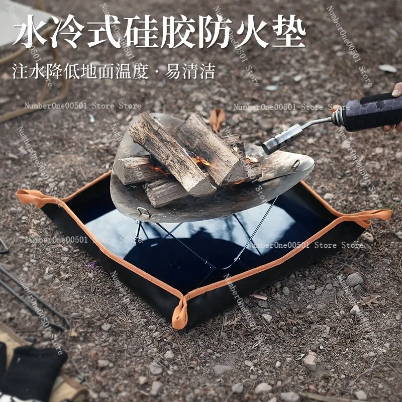 Outdoor camping fire blanket high temperature resistant silicone fireproof cloth fire blanket barbecue grill insulation floor