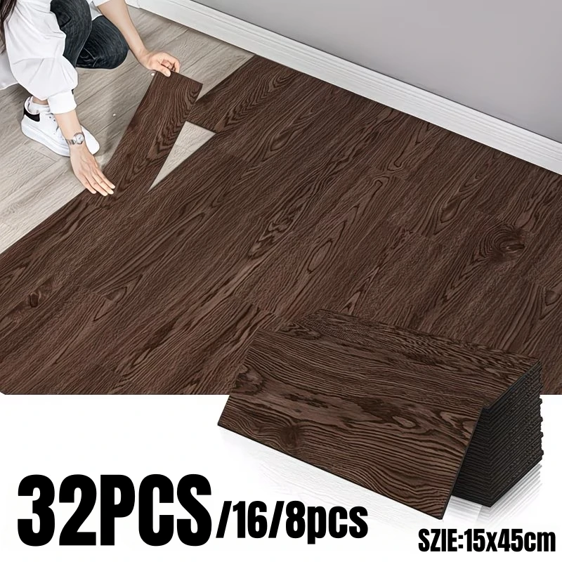 

Wood Grain Self-Adhesive Flooring 45x15cm Thickened Wallpapers Home Decor for Floor Renovation in Living Rooms, Bedrooms,Kitchen