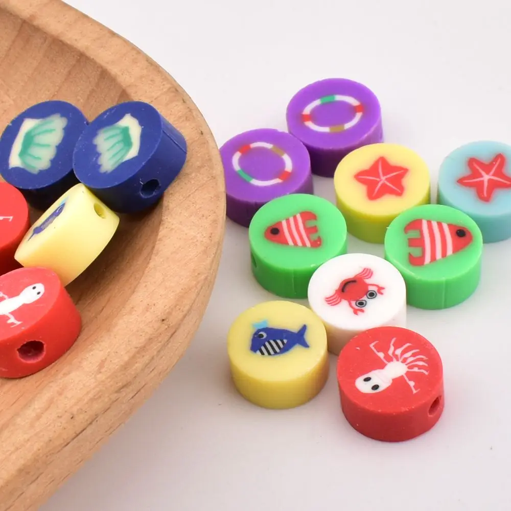 20pcs/lot Perforated Colorful seabed polymer clay  DIY Fashion Accessories polymer clay beads for Jewelry Making