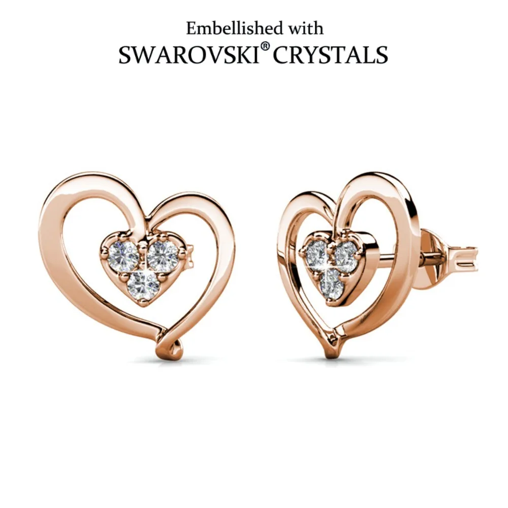 

Daisini Серьги-гвоздики в форме сердца с кристаллами Сваровски, медные модные украшения, модные вечерние блестящие романтические ювелирные изделия, подарок
