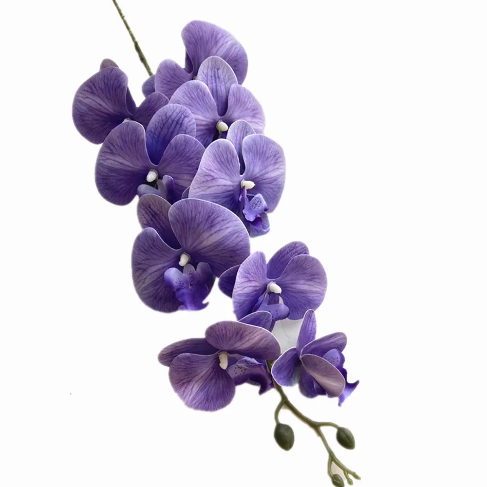 One  Artificial Orchids Stems 9 Flowers Real Touch Good Quality Latex Phalaenopsis Orchid Plant