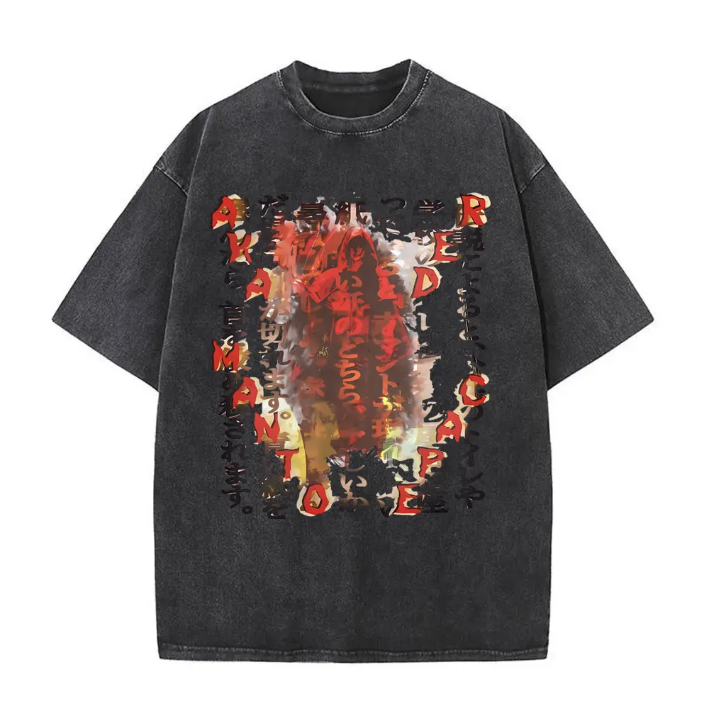 

Japanese Legends Aka Manto Urban Graphic T-shirt Funny Japanese Style Y2k Vintage Washed T-shirts Men Aesthetic Oversized Tshirt