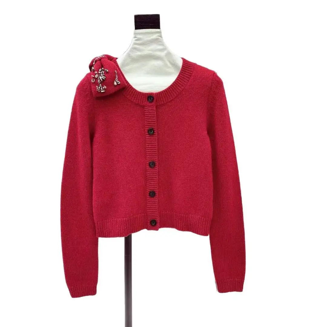 Faionable Knitted Sweater with  Knot Casual Versatile Autumn Winter Spring Early Spring New Sle Women's Clothing