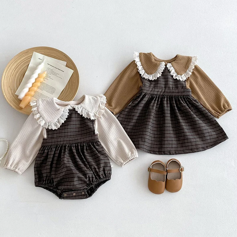 

2024 New Autumn Infant Baby Girls Clothing Set Long Sleeved Cotton T-shirt+Sleeveless Dress Toddler Baby Girl Clothes Suit