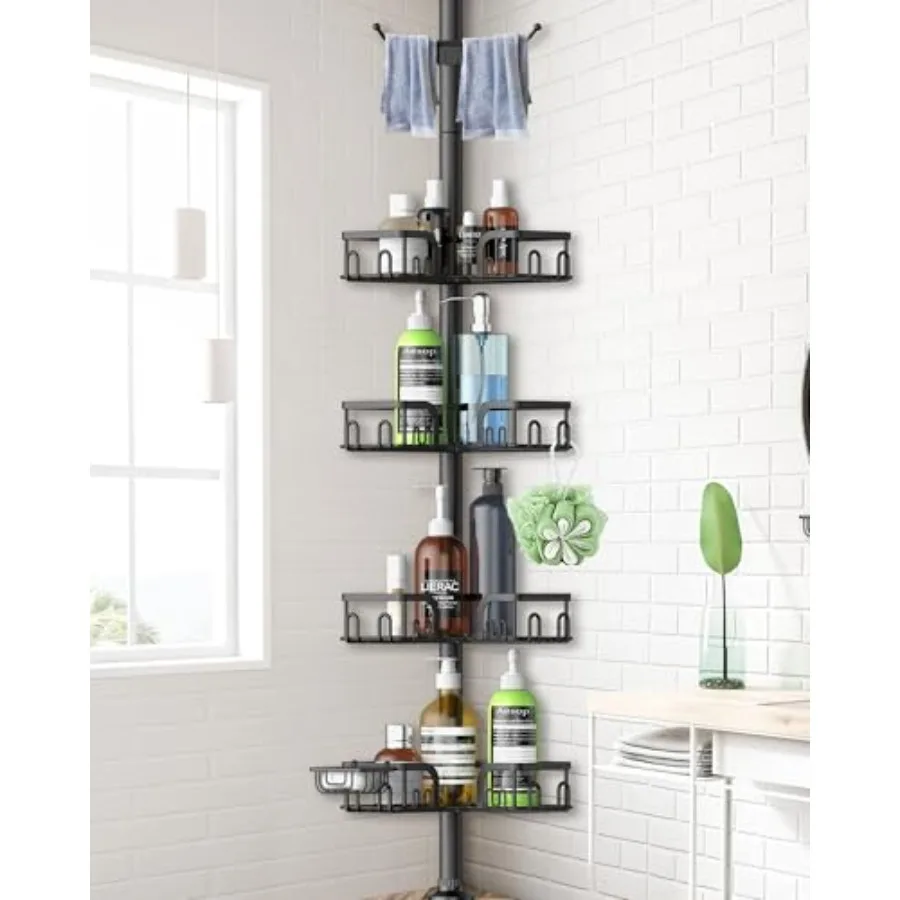 

Угловая душевая полка на телескопической штанге, 4-уровневая, регулируемая, из нержавеющей стали, для душа/ванны, для шампуня и средств для ванны