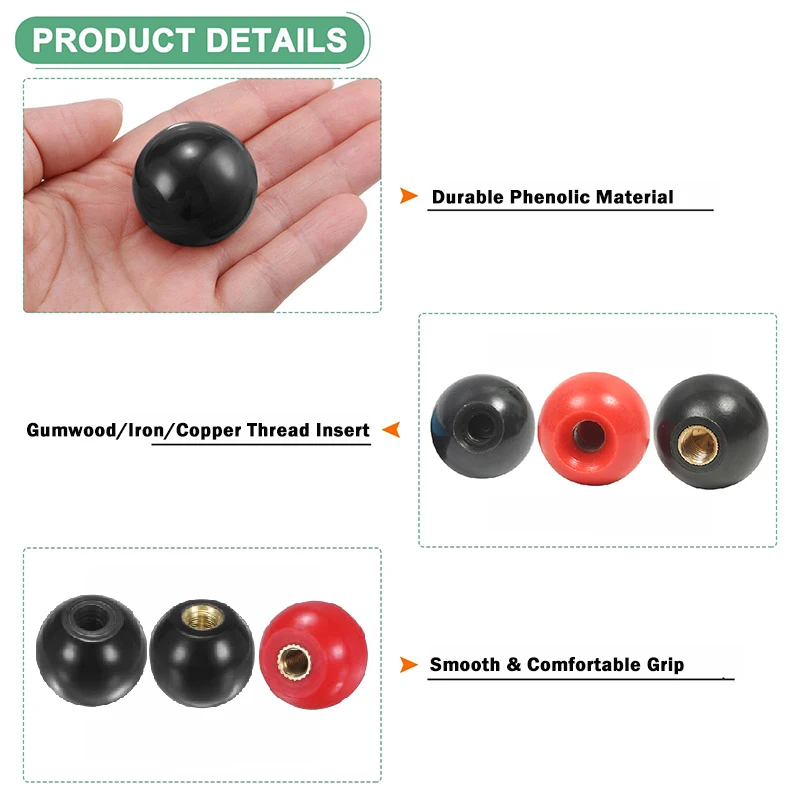 Black Red Round Ball Handle Ball Knobs M4 M5 M6 M8 M10 M12 Bakelite Lever Knob Grip Handles Machine Tool Handle Ball Nut - view 4