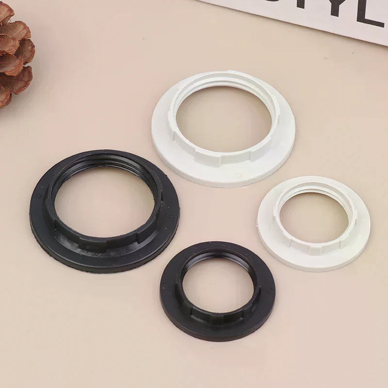 10Pcs E14 E27 Threaded Lamp Socket Rings Pack Black White E12 E26 Lock Lamp Shade Rings For Standard Base Lamp Holder