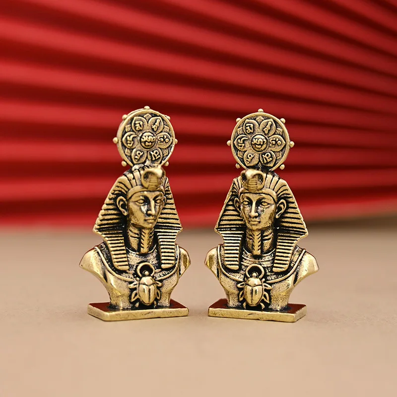 Solid Brass Vintage Mummy Ancient Egypt Pharaoh Sun God Figurines Miniatures Desk Ornament Home Decoration Crafts Accessories Co