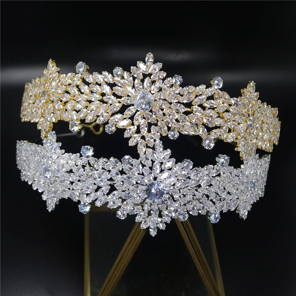 Baroque Magnificent Rhinestone Bridal Crown Tiaras Vintage Silver Plated Crystal Beads Diadem for Women Wedding Hair Accessories