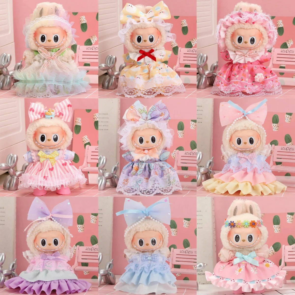 

For 17cm Labubu Butterfly Cake Dress for Labubu Cute Mini Doll Clothes Trendy Outfit Accessories Cute Decoration Little Cloths
