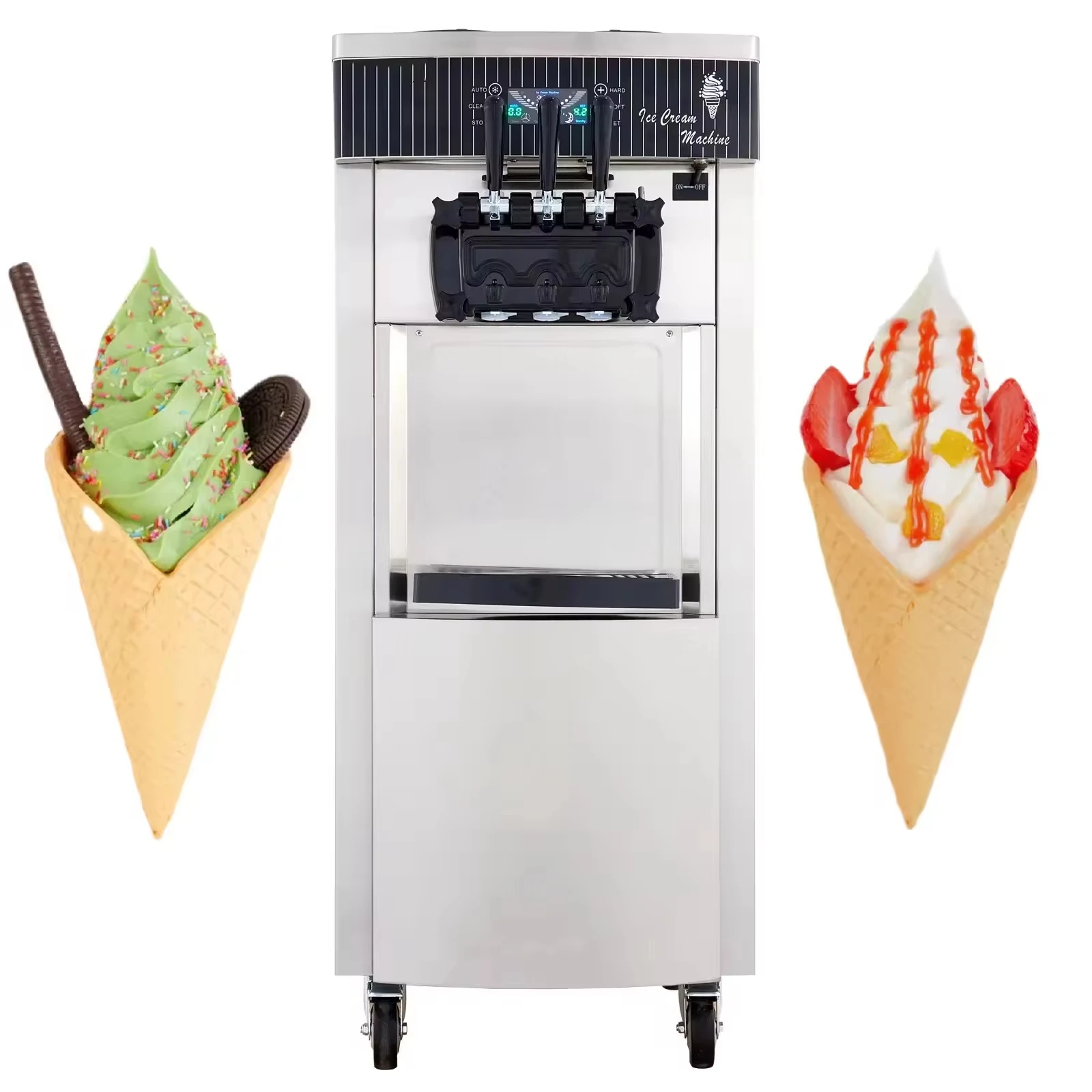 

Машина для мягкого мороженого стоячего типа с LED-дисплеем и функцией автоматической очистки для использования на фабриках, в ресторанах, дома и в розничной торговле